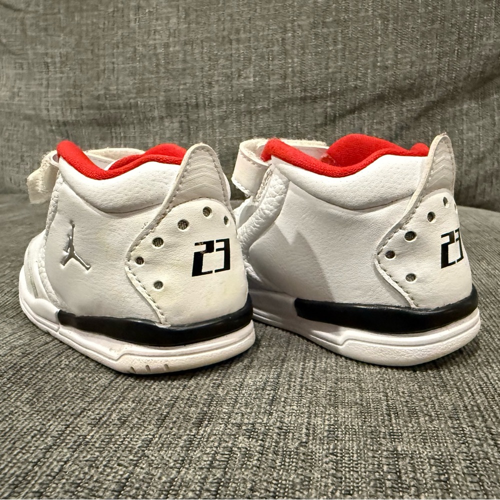 Jordan Kids White and Red Sneakers